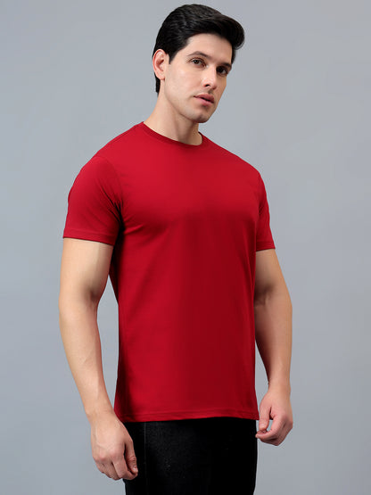 T-Shirt for Men | Breathable & Soft with Color Fastness Regular Fit Round Neck Poly Cotton Fabric Solid Pattern