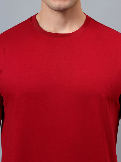 T-Shirt for Men | Breathable & Soft with Color Fastness Regular Fit Round Neck Poly Cotton Fabric Solid Pattern