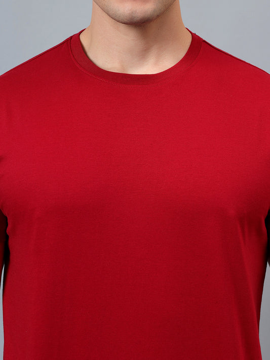 T-Shirt for Men | Breathable & Soft with Color Fastness Regular Fit Round Neck Poly Cotton Fabric Solid Pattern