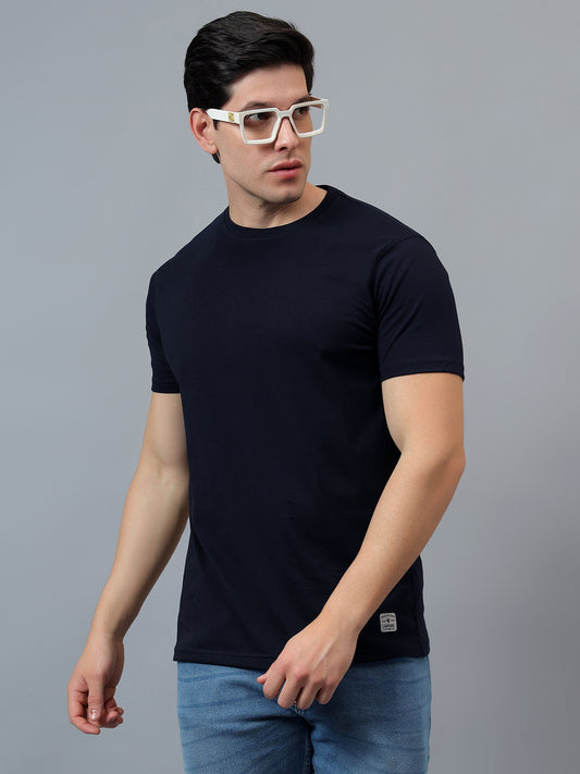 T-Shirt for Men | Breathable & Soft with Color Fastness Regular Fit Round Neck Poly Cotton Fabric Solid Pattern