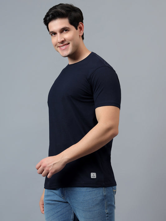 T-Shirt for Men | Breathable & Soft with Color Fastness Regular Fit Round Neck Poly Cotton Fabric Solid Pattern