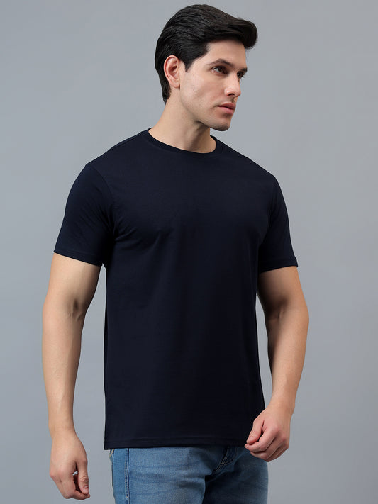 T-Shirt for Men | Breathable & Soft with Color Fastness Regular Fit Round Neck Poly Cotton Fabric Solid Pattern