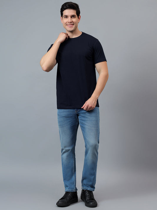 T-Shirt for Men | Breathable & Soft with Color Fastness Regular Fit Round Neck Poly Cotton Fabric Solid Pattern