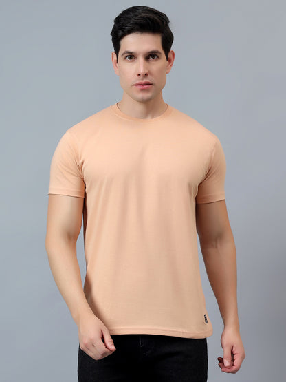 T-Shirt for Men | Breathable & Soft with Color Fastness Regular Fit Round Neck Poly Cotton Fabric Solid Pattern