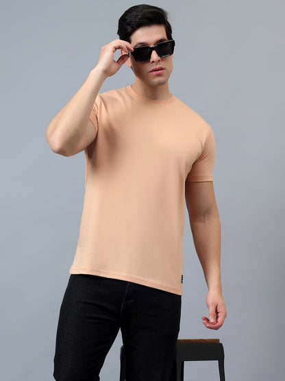 T-Shirt for Men | Breathable & Soft with Color Fastness Regular Fit Round Neck Poly Cotton Fabric Solid Pattern