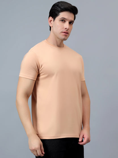 T-Shirt for Men | Breathable & Soft with Color Fastness Regular Fit Round Neck Poly Cotton Fabric Solid Pattern