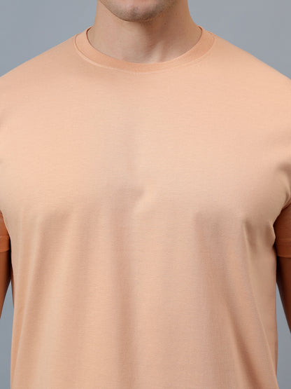 T-Shirt for Men | Breathable & Soft with Color Fastness Regular Fit Round Neck Poly Cotton Fabric Solid Pattern