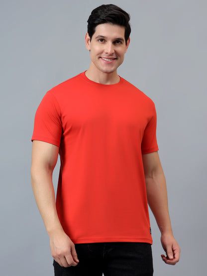 T-Shirt for Men | Breathable & Soft with Color Fastness Regular Fit Round Neck Poly Cotton Fabric Solid Pattern