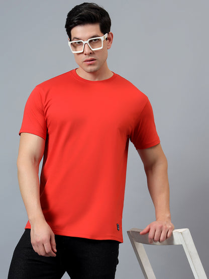 T-Shirt for Men | Breathable & Soft with Color Fastness Regular Fit Round Neck Poly Cotton Fabric Solid Pattern