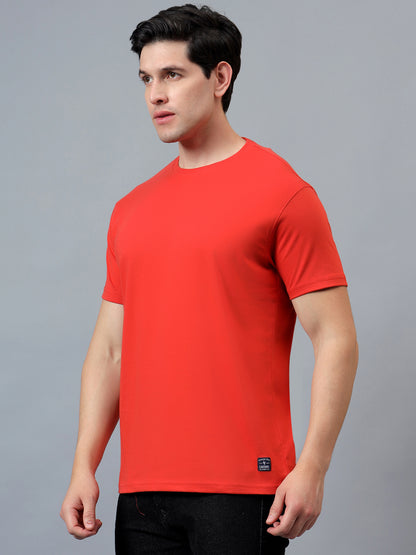 T-Shirt for Men | Breathable & Soft with Color Fastness Regular Fit Round Neck Poly Cotton Fabric Solid Pattern