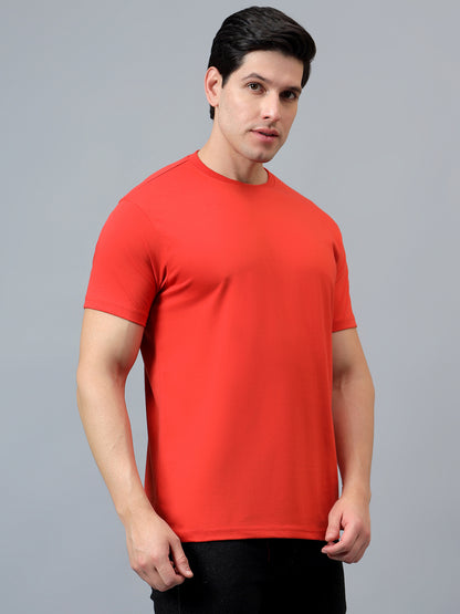 T-Shirt for Men | Breathable & Soft with Color Fastness Regular Fit Round Neck Poly Cotton Fabric Solid Pattern