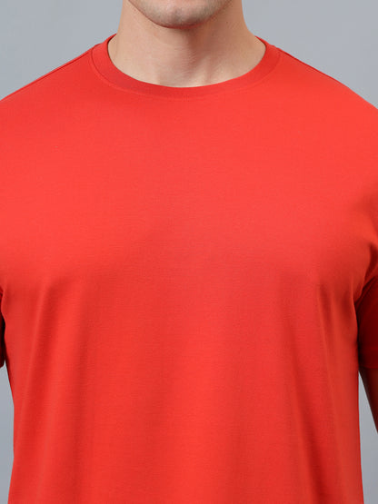 T-Shirt for Men | Breathable & Soft with Color Fastness Regular Fit Round Neck Poly Cotton Fabric Solid Pattern