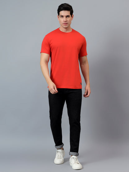 T-Shirt for Men | Breathable & Soft with Color Fastness Regular Fit Round Neck Poly Cotton Fabric Solid Pattern