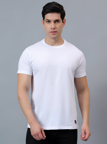 T-Shirt for Men | Breathable & Soft with Color Fastness Regular Fit Round Neck Poly Cotton Fabric Solid Pattern