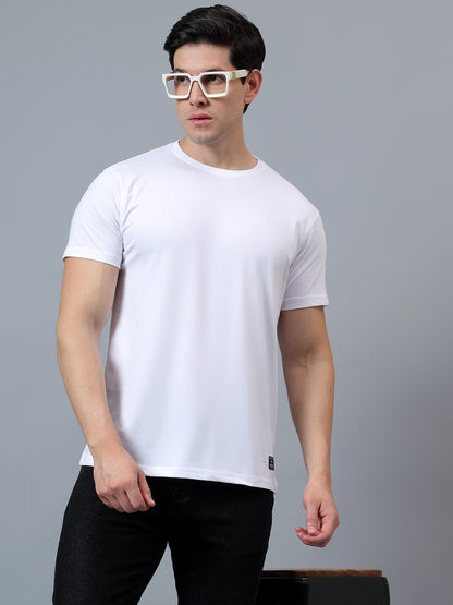 T-Shirt for Men | Breathable & Soft with Color Fastness Regular Fit Round Neck Poly Cotton Fabric Solid Pattern