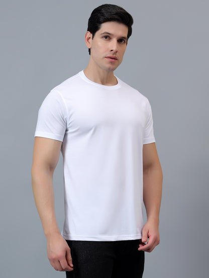 T-Shirt for Men | Breathable & Soft with Color Fastness Regular Fit Round Neck Poly Cotton Fabric Solid Pattern