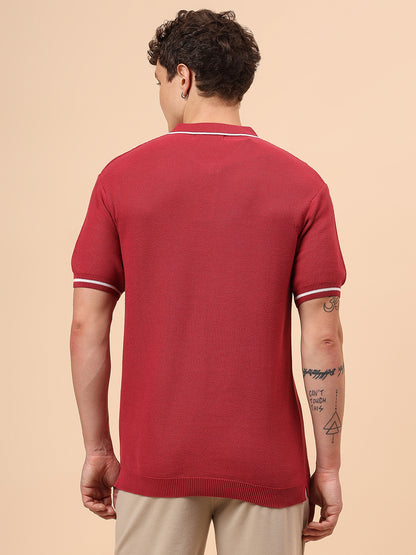 T-Shirt for Men | Breathable & Soft with Color Fastness Regular Fit Polo Neck Cotton Blend Fabric Solid Pattern