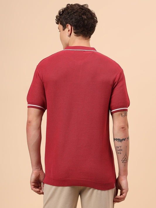 T-Shirt for Men | Breathable & Soft with Color Fastness Regular Fit Polo Neck Cotton Blend Fabric Solid Pattern