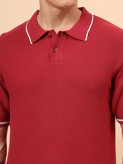 T-Shirt for Men | Breathable & Soft with Color Fastness Regular Fit Polo Neck Cotton Blend Fabric Solid Pattern