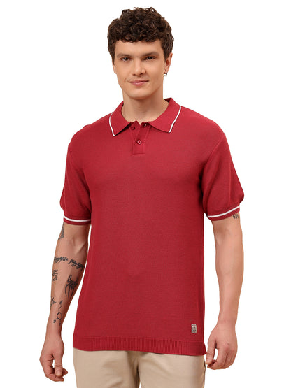 T-Shirt for Men | Breathable & Soft with Color Fastness Regular Fit Polo Neck Cotton Blend Fabric Solid Pattern