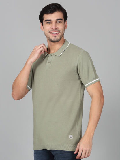 T-Shirt for Men | Breathable & Soft with Color Fastness Regular Fit Polo Neck Cotton Blend Fabric Solid Pattern