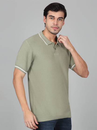 T-Shirt for Men | Breathable & Soft with Color Fastness Regular Fit Polo Neck Cotton Blend Fabric Solid Pattern