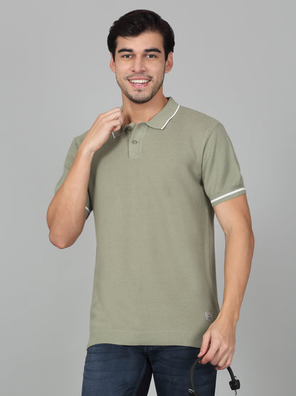 T-Shirt for Men | Breathable & Soft with Color Fastness Regular Fit Polo Neck Cotton Blend Fabric Solid Pattern