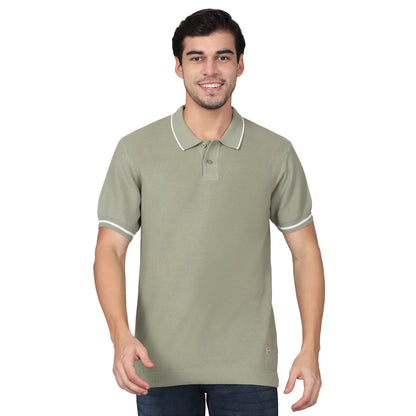 T-Shirt for Men | Breathable & Soft with Color Fastness Regular Fit Polo Neck Cotton Blend Fabric Solid Pattern