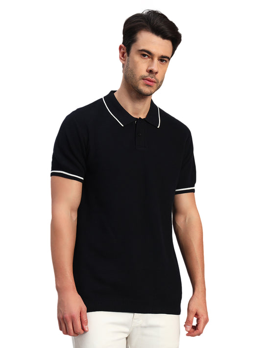 T-Shirt for Men | Breathable & Soft with Color Fastness Regular Fit Polo Neck Cotton Blend Fabric Solid Pattern