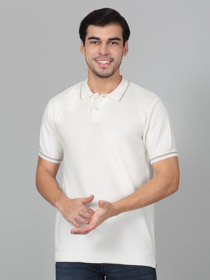 T-Shirt for Men | Breathable & Soft with Color Fastness Regular Fit Polo Neck Cotton Blend Fabric Solid Pattern