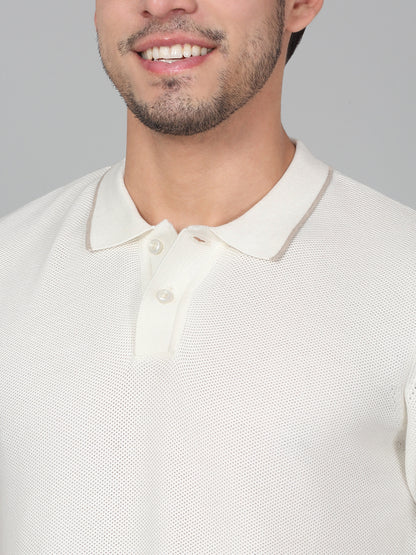 T-Shirt for Men | Breathable & Soft with Color Fastness Regular Fit Polo Neck Cotton Blend Fabric Solid Pattern