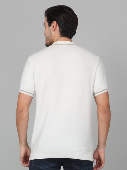 T-Shirt for Men | Breathable & Soft with Color Fastness Regular Fit Polo Neck Cotton Blend Fabric Solid Pattern