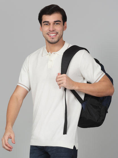 T-Shirt for Men | Breathable & Soft with Color Fastness Regular Fit Polo Neck Cotton Blend Fabric Solid Pattern