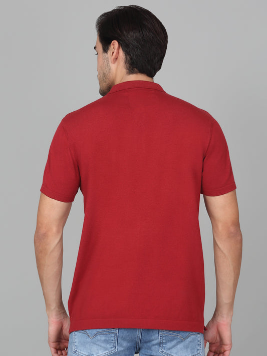 T-Shirt for Men | Breathable & Soft with Color Fastness Regular Fit Polo Neck Cotton Blend Fabric Striped Pattern