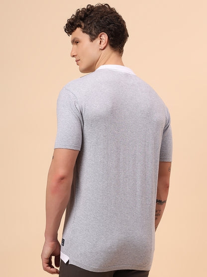 T-Shirt for Men | Breathable & Soft with Color Fastness Regular Fit Polo Neck Cotton Blend Fabric Striped Pattern