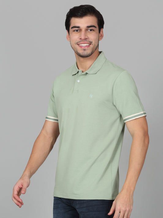 T-Shirt for Men | Breathable & Soft with Color Fastness Regular Fit Polo Neck Cotton Blend Fabric Solid Pattern