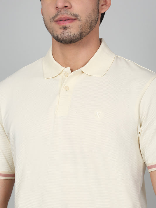 T-Shirt for Men | Breathable & Soft with Color Fastness Regular Fit Polo Neck Cotton Blend Fabric Solid Pattern