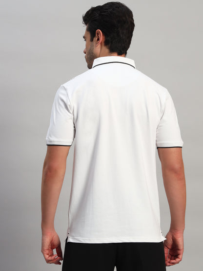 T-Shirt for Men | Breathable & Soft with Color Fastness Regular Fit Polo Neck Cotton Blend Fabric Striped Pattern