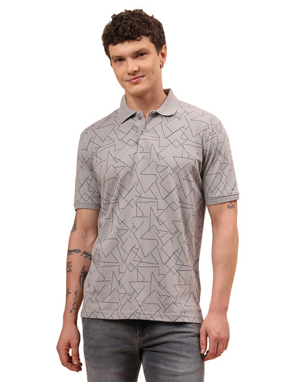 T-Shirt for Men | Breathable & Soft with Color Fastness Regular Fit Polo Neck Cotton Blend Fabric Printed Pattern