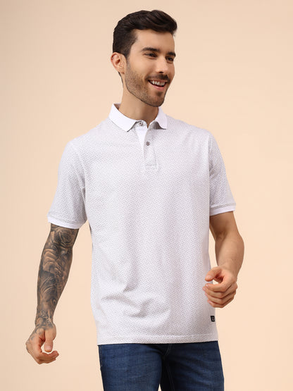 T-Shirt for Men | Breathable & Soft with Color Fastness Regular Fit Polo Neck Cotton Blend Fabric Printed Pattern
