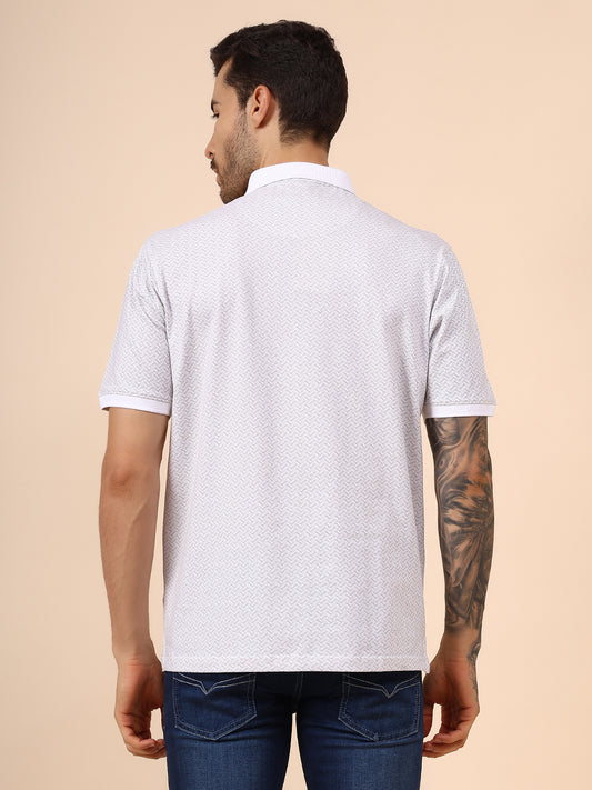 T-Shirt for Men | Breathable & Soft with Color Fastness Regular Fit Polo Neck Cotton Blend Fabric Printed Pattern