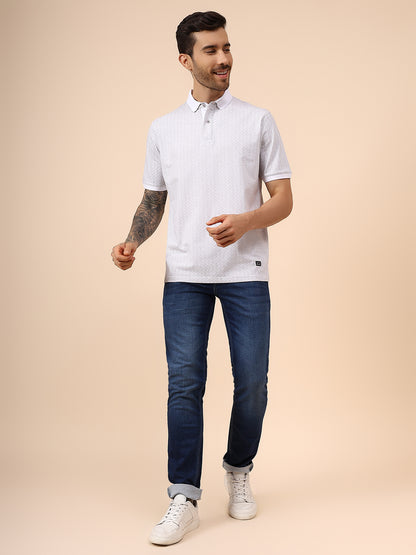 T-Shirt for Men | Breathable & Soft with Color Fastness Regular Fit Polo Neck Cotton Blend Fabric Printed Pattern