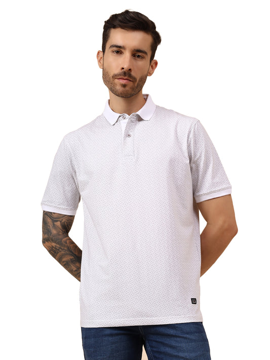 T-Shirt for Men | Breathable & Soft with Color Fastness Regular Fit Polo Neck Cotton Blend Fabric Printed Pattern
