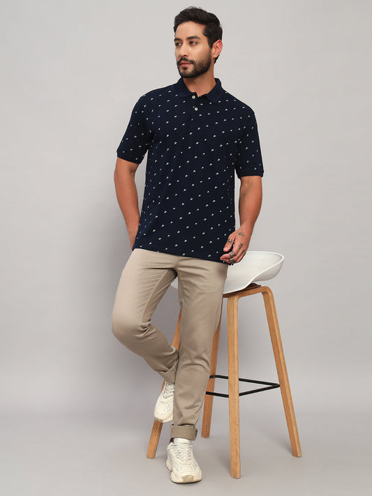 T-Shirt for Men | Breathable & Soft with Color Fastness Regular Fit Polo Neck Poly Cotton Fabric Printed Pattern