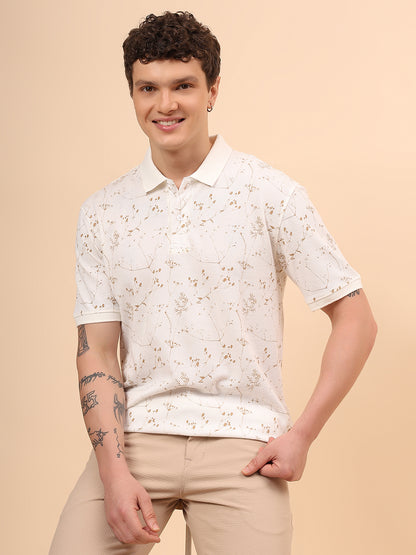 T-Shirt for Men | Breathable & Soft with Color Fastness Regular Fit Polo Neck Poly Cotton Fabric Printed Pattern