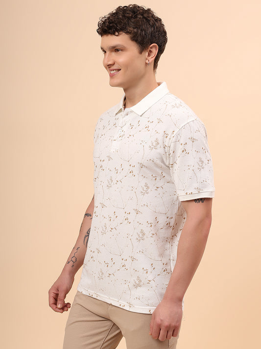 T-Shirt for Men | Breathable & Soft with Color Fastness Regular Fit Polo Neck Poly Cotton Fabric Printed Pattern