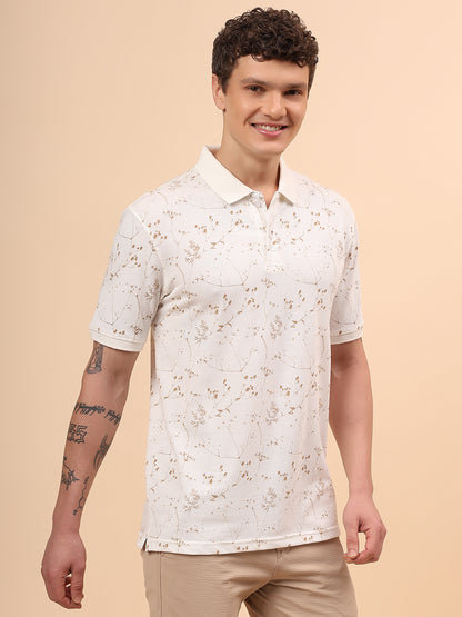 T-Shirt for Men | Breathable & Soft with Color Fastness Regular Fit Polo Neck Poly Cotton Fabric Printed Pattern