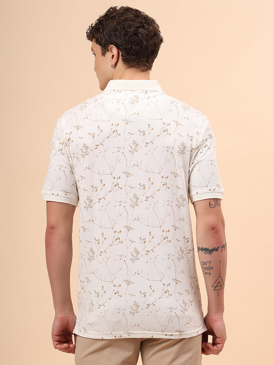 T-Shirt for Men | Breathable & Soft with Color Fastness Regular Fit Polo Neck Poly Cotton Fabric Printed Pattern