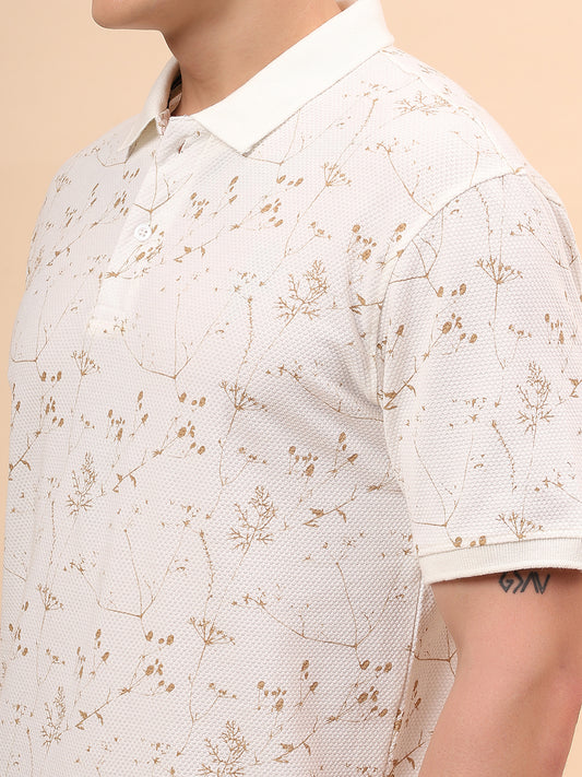 T-Shirt for Men | Breathable & Soft with Color Fastness Regular Fit Polo Neck Poly Cotton Fabric Printed Pattern