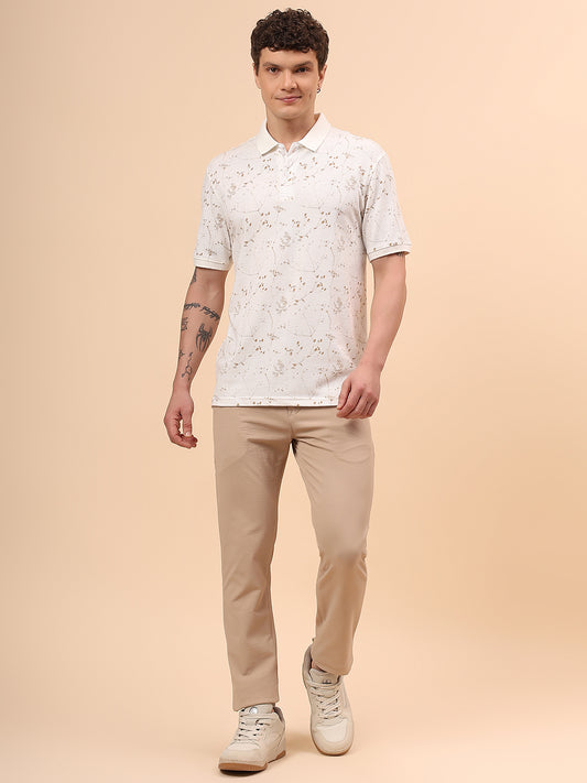 T-Shirt for Men | Breathable & Soft with Color Fastness Regular Fit Polo Neck Poly Cotton Fabric Printed Pattern